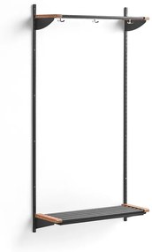 Vešiaková stena JEPPE s hornou policou, základná sekcia, 1790x900x310 mm, tmavošedá/dub