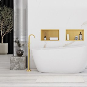 Rea Rea, oceľová kúpeľňová polička 45x30 cm, zlatá matná, REA-05607