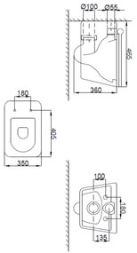 Invena Paros, závesná WC misa Rimless 465x350x360 mm + SLIM toaletné sedadlo s pomalým zatváraním, biela lesklá, INV-CE-90-001-W