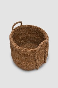 Úložný kôš z morskej trávy s uchami, okrúhly Rozmery (cm): průměr 50, v. 42