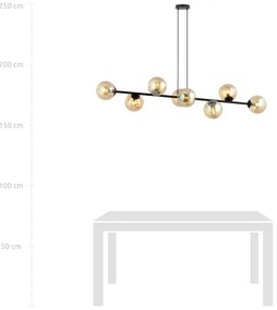 Luster na lanku ROSSI 8xE14/10W/230V čierna/béžová