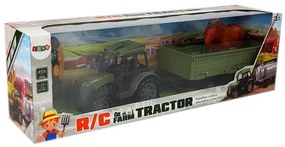 LEAN TOYS Zelený traktor s prívesom na diaľkové ovládanie 2,4GHz RTR