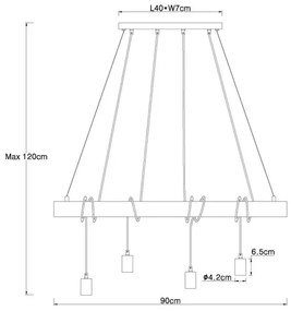 Globo 15439-4 - Luster na lanku AUSTON 4xE27/60W/230V