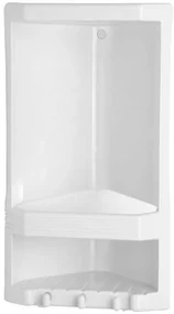 Aqualine Aqualine, JUNIOR rohová polička s 2 poschodiami, 189x385x139 mm, termoplast, biela, 8079