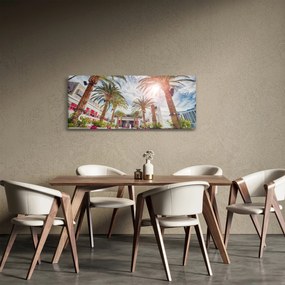 Obraz - palmy s bazénom (120x50 cm)