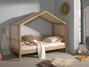 Detská domčeková posteľ s textilnou súpravou z masívu dub 170cm 90x200cm
