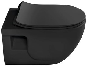 Sapho Sapho, BRILLA závesná WC misa, Rimless, 36,5x53cm, čierna matná, 100614-110