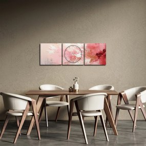Obraz - Ružový abstrakt (s hodinami) (90x30 cm)