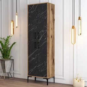 Botník Berlin A - Walnut, Black Marble
