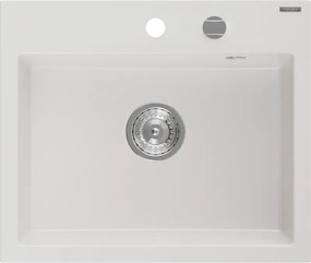 Mexen Oscar, 1-komorový granitový drez 580x490x205 mm, biela, 6519581000-20