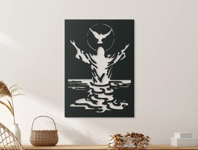 drevko Drevený obraz Ježiš a holubica Rozmer obrazu: 65 x 46 cm, Farba dekorácie: Čierna