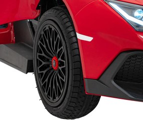 Ramiz Lamborghini Aventador SV na batérie pre 2 deti Červená + Bezkartáčový motor + Nafukovacie kolesá + LED audio