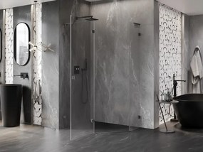 Mexen Lunar, L päťuholníkový sprchový kút naklápací doľava 100 x 90 cm, 8mm číre sklo, grafitový profil, 831L-100L-090P-95-00-L