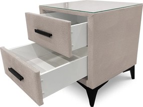 Nočný stolík s 2 zásuvkami Joy, svetlo béžová látka