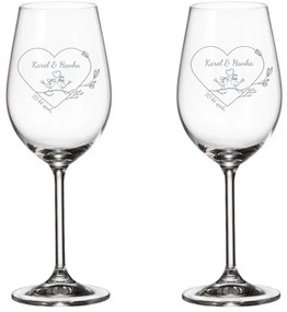 Dekorant Poháre k výročiu na biele víno VTÁČKY