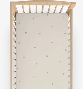Goldea bavlnená napínacia plachta do detskej postieľky - bodky na béžovom 70 x 140 cm