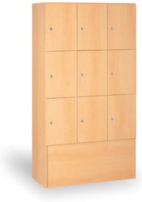 Drevená šatníková skrinka S5 s odkladacími boxami, 9 boxov, 1700 x 900 x 420 mm, cylindrický zámok, buk