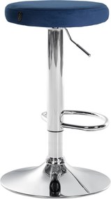 Barová stolička Ponte - zamat, chróm rám - Modrá