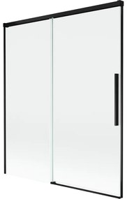 Mexen Rox, 2-krídlová posuvná vaňová zástena 140 x 150 cm, 8mm číre sklo, čierny matný profil, 8C9-140-001-70-00