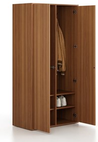 Šatníková skriňa FRAME, 2 oddiely, 872 x 450 x 1735 mm, PUSH-lock, orech