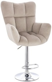 LuxuryForm DESIGN Barové kreslo AURORA VELUR na striebornom tanieri - latte