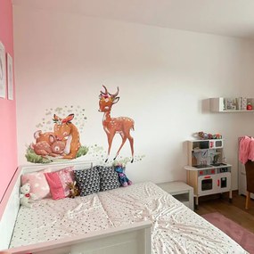 Srnčia rodinka - akvarelové nálepky na stenu