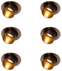 Sada 6 moderných zapustených bodových svetiel tmavý bronz okrúhle naklápacie - Installa