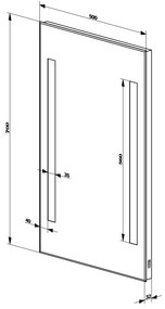 Aqualine, LED podsvietené zrkadlo 50x70cm, gombíkový vypínač, ATH5