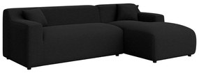 Čierna menčestrová rohová pohovka (pravý roh/s leňoškou) Martin – Ropez