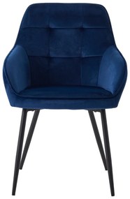 Tmavomodré čalúnené jedálenské kreslá v súprave s podrúčkami 2 ks Nolan Square – Unique Furniture
