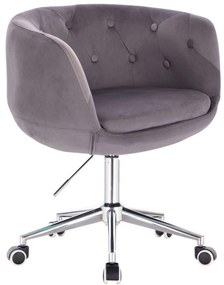 LuxuryForm DESIGN Kreslo MONTANA VELUR na striebornej podstave s kolieskami - sivé