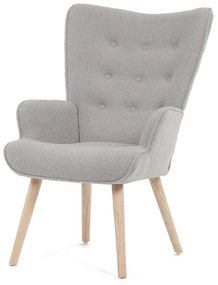 Kreslo "ušiak" AK-309 GREY2 šedá látka bouclé, nohy masív kaučukovník
