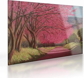 Sklenený obraz rozkvitnutých stromov (70x50 cm)