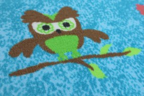 Vopi, Detský kusový koberec Sovička Silk 5298 tyrkys, 80x120, modrá, detská izba