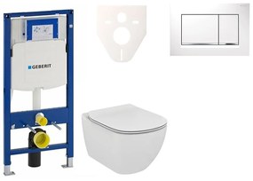 Cenovo zvýhodnený závesný WC set Geberit do ľahkých stien / predstenová montáž + WC Ideal Standard Tesi 111.300.00.5NF5
