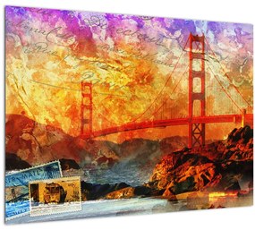 Sklenený obraz - Golden Gate, San Francisco, Kalifornia (70x50 cm)