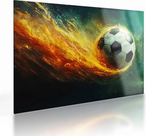 Sklenený obraz - Futbalová lopta v lete (70x50 cm)