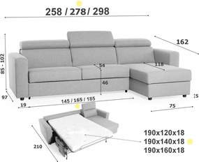 Rohová sedacia súprava na každodenné spanie TAVOLA rozkladacia, sivá (penelope 22), 140