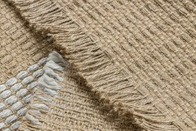 Koberec JUTE 3734 béž / sivý pásy so strapcami