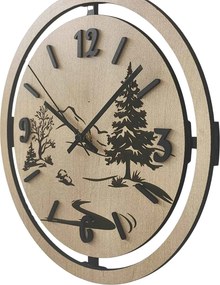Nástenné hodiny Lesná krajina gravírované | PUPOU: HDF - Javor 30 cm 4795-115320 HDF0607-čiene-ruky
