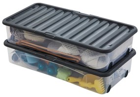 Úložný box pod posteľ, na baliaci papier, s vekom a kolieskami - 75x39x16cm VENTILI