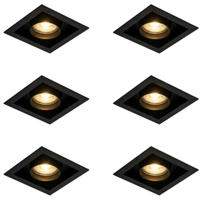 Sada 6 moderných zapustených bodových svetiel čierna nastaviteľná - Roof