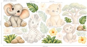 Safari mláďátka u akácie arch 46 x 23 cm