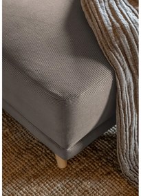 Svetlohnedá menčestrová rozkladacia rohová pohovka (pravý roh/do "U") Lazy Lukka – Miuform