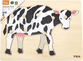 Puzzle na podložke s rúčkami Viga 44608 krava