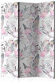 Paraván - Flamingos and Twigs [Room Dividers] Veľkosť: 135x172, Verzia: Jednostranný