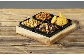 Čierne keramické servírovacie misy v súprave 4 ks s podnosom Elo - Wenko