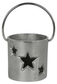 Strieborný kovový svietnik s hviezdami - Ø 12 * 12cm