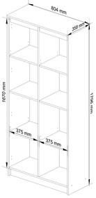Knižnica Rexa 80 cm biela