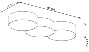 Stropné svietidlo Circle, 3x biele plastové tienidlo, (biely plast)